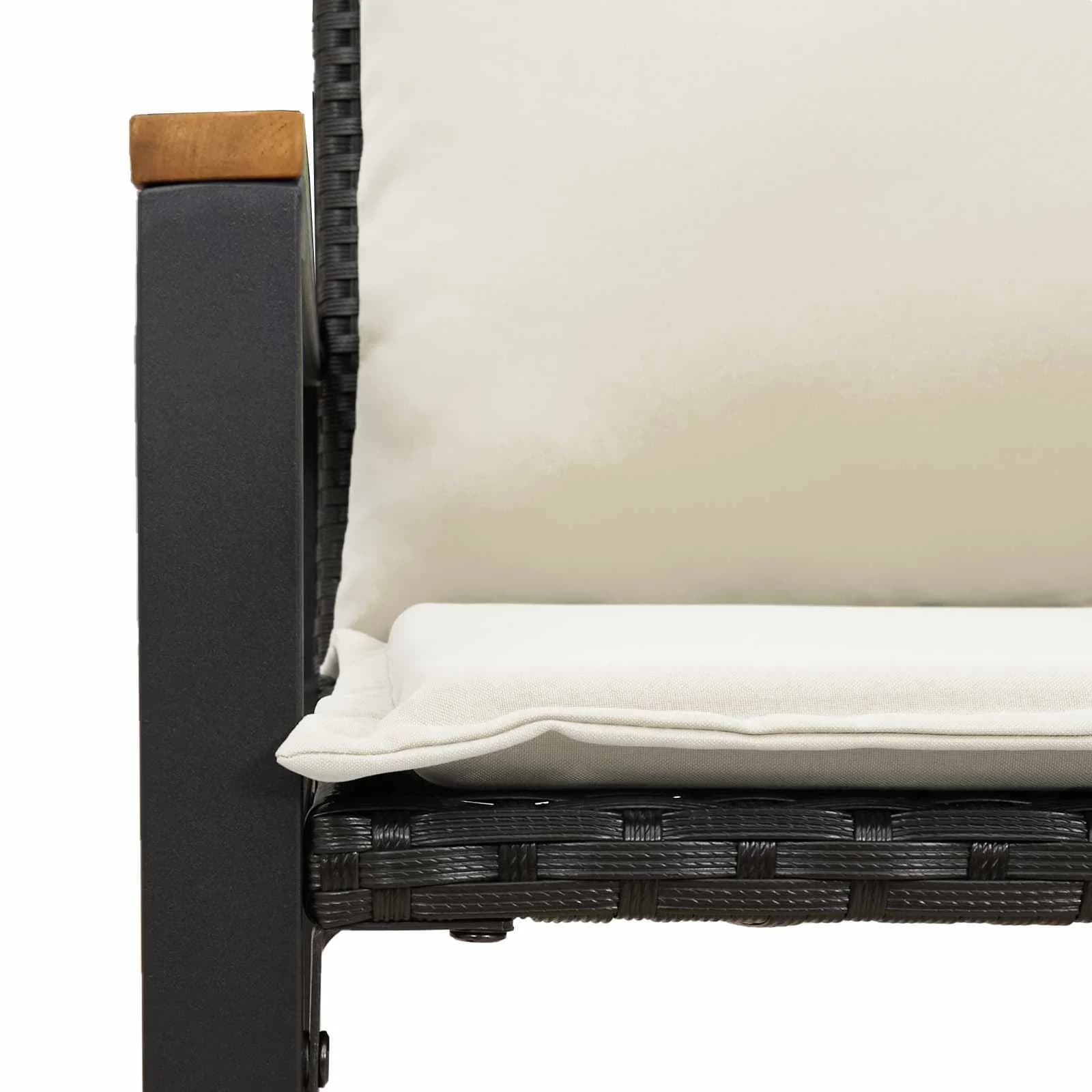 klop z blazino Črna in krem bela 115 x 65 x 72 cm Ratan - slika 9