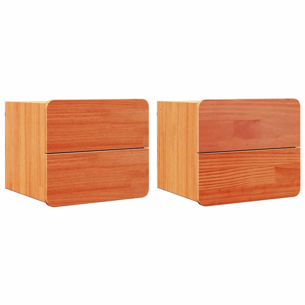 Nočna omarica 2 kos Rjava 39 x 34 x 33 cm Trdna borovina - slika 2
