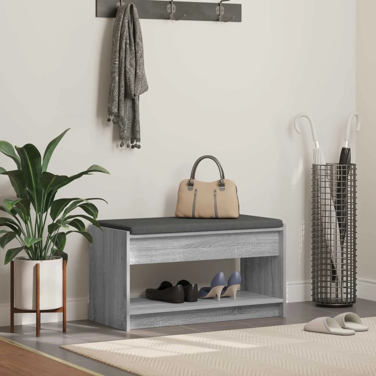 Haldna klop z blazino s polico Siva Sonoma 83 x 38 x 45 cm