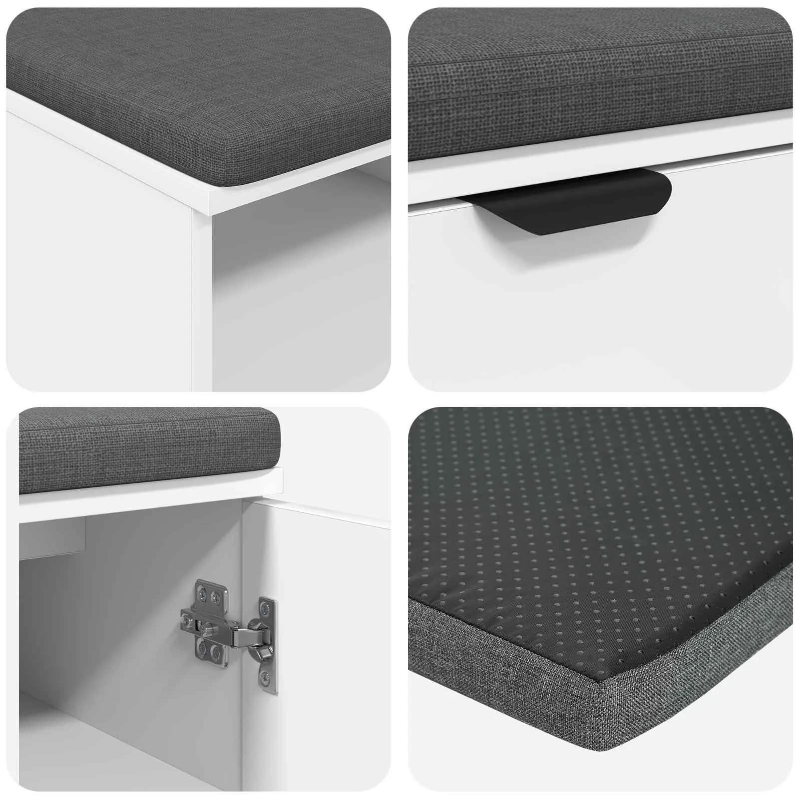 Haldna klop Bela 60 x 38 x 46 cm Oblikovan Les in Tkanina - slika 9