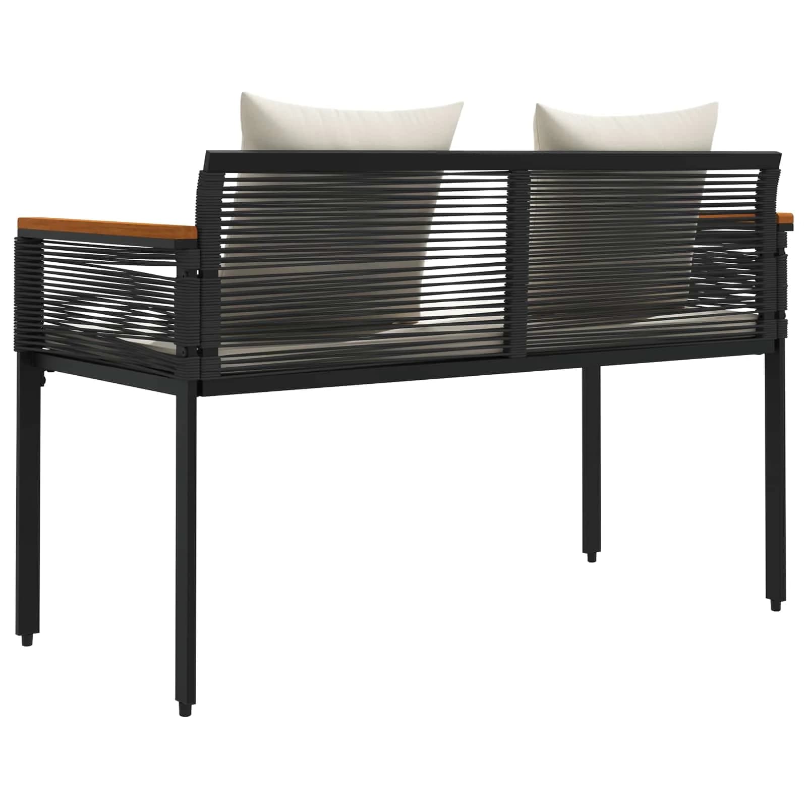 Zunanja klop Črna in krem bela 117 x 54 x 74.5 cm poli ratan - slika 7