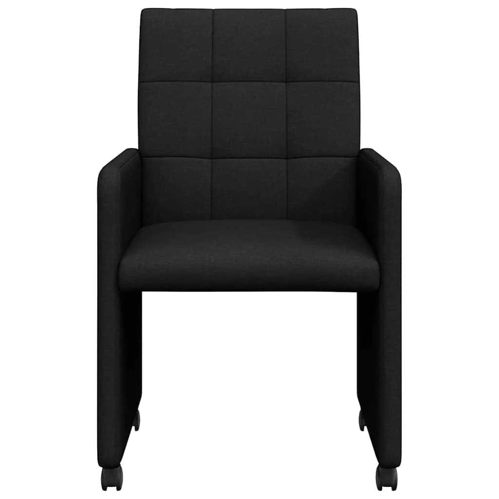 Jedilni stoli s kolesi 2 kos blago Črna 58 x 65 x 94 cm - slika 4