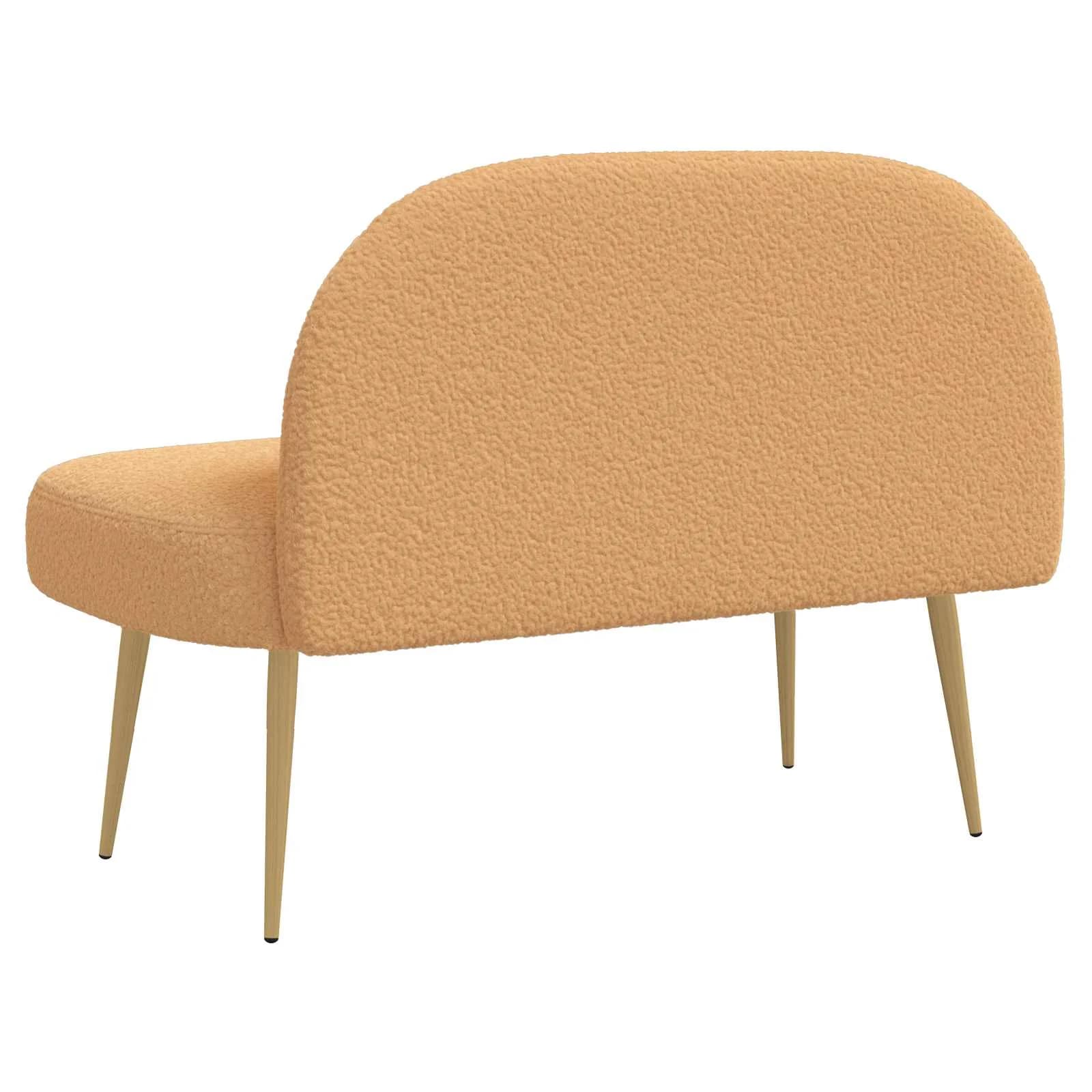 Oblazinjena klop z naslonom Bež 110 x 60 x 76 cm Bouclé - slika 4