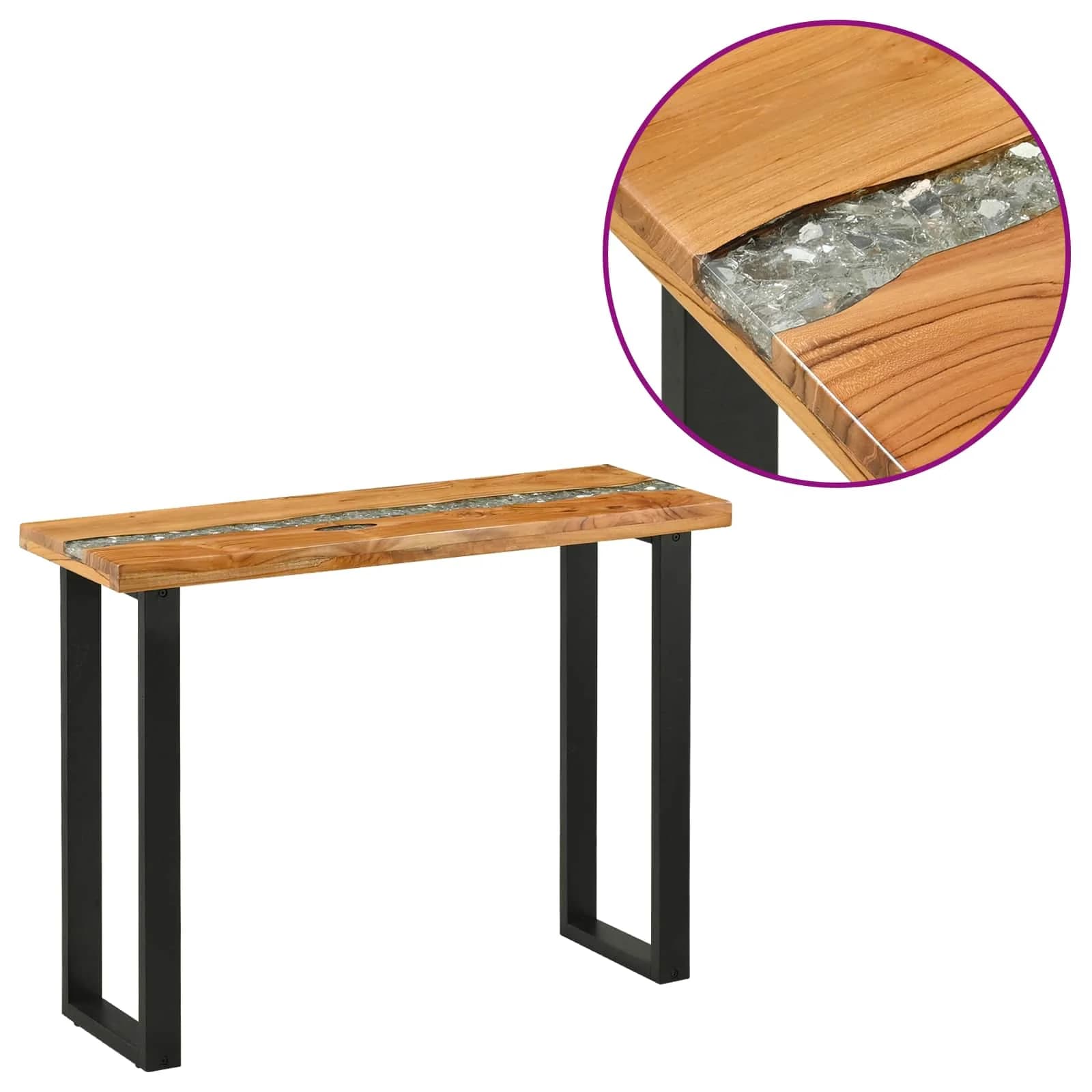 Konzolna miza Rjava 100 x 35 x 75 cm Trden tikov les - slika 3