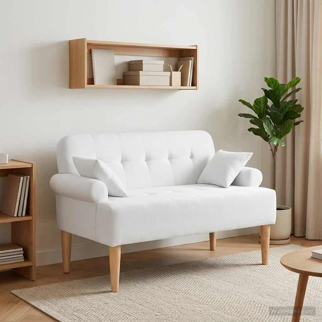 Dvojnica s gumbi Bela 120 x 65 x 79 cm Blago