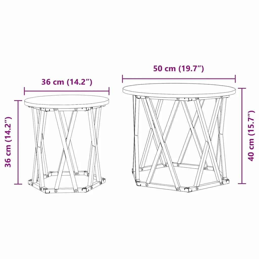 Stranska miza 2 kos Siva Sonoma 50 x 50 x 40 cm - slika 12