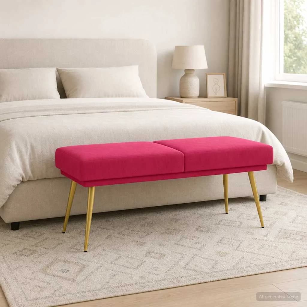Dvojna klop Vinorodna rdeča 120 x 45 x 46 cm Žamet - slika 4