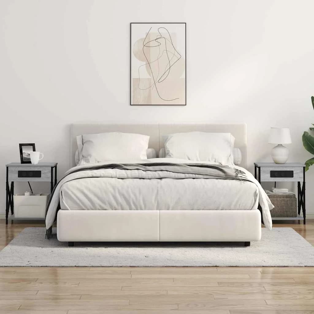 Nočna omarica 2 kos Siva Sonoma 41 x 31 x 51 cm Inženirski les - slika 4