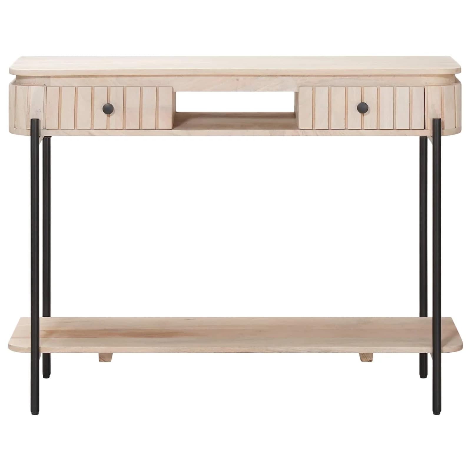 Ročno izdelana končna miza Bela 100 x 30 x 76 cm - slika 5