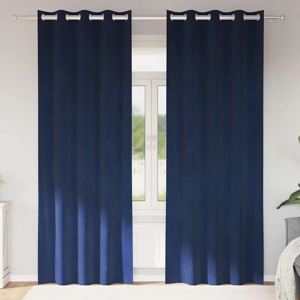 Zatemnitvene zavese 2 kos Temno modra 140 x 245 cm Žamet