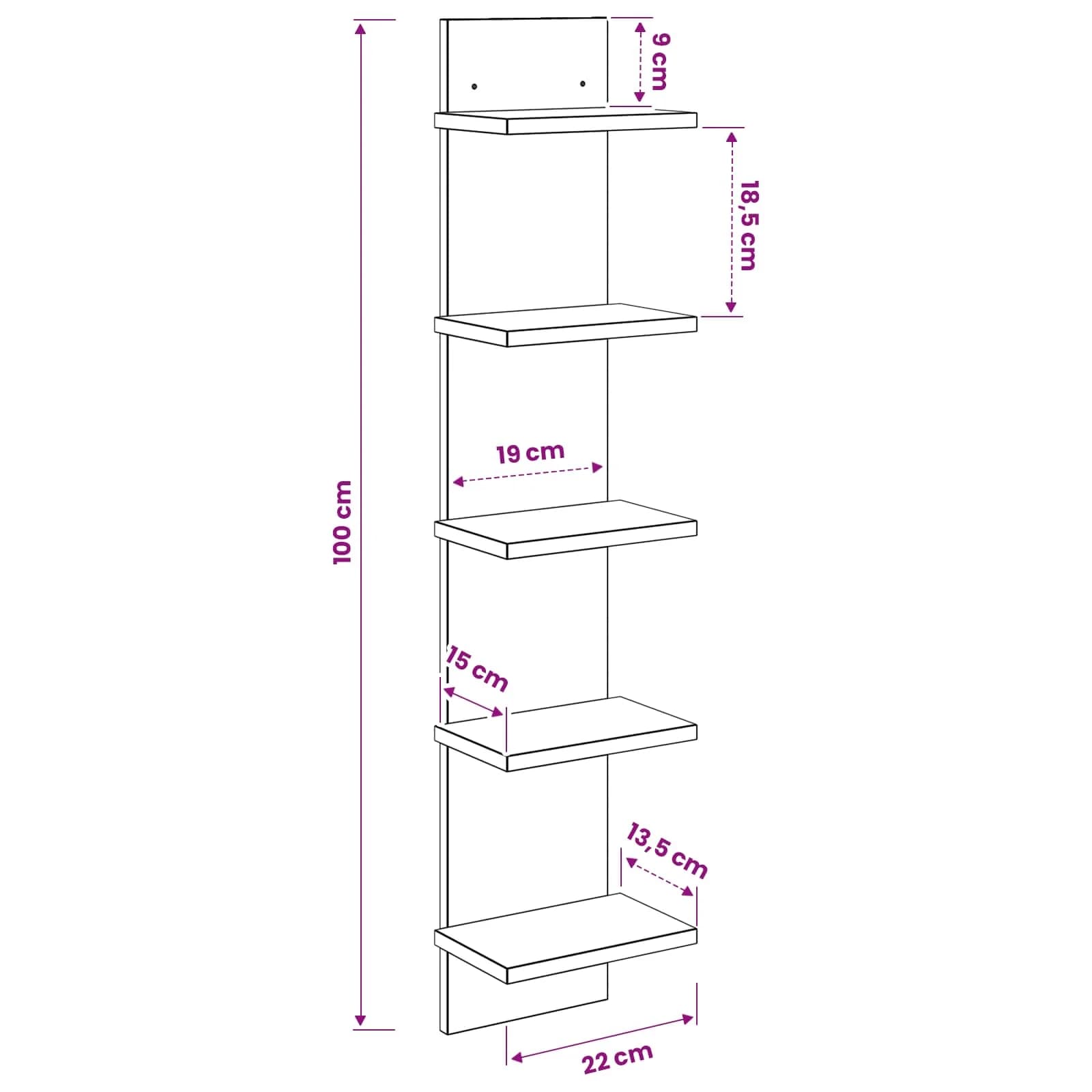 Stenska polica 2 kos Dimljen hrast 22 x 15 x 100 cm - slika 8