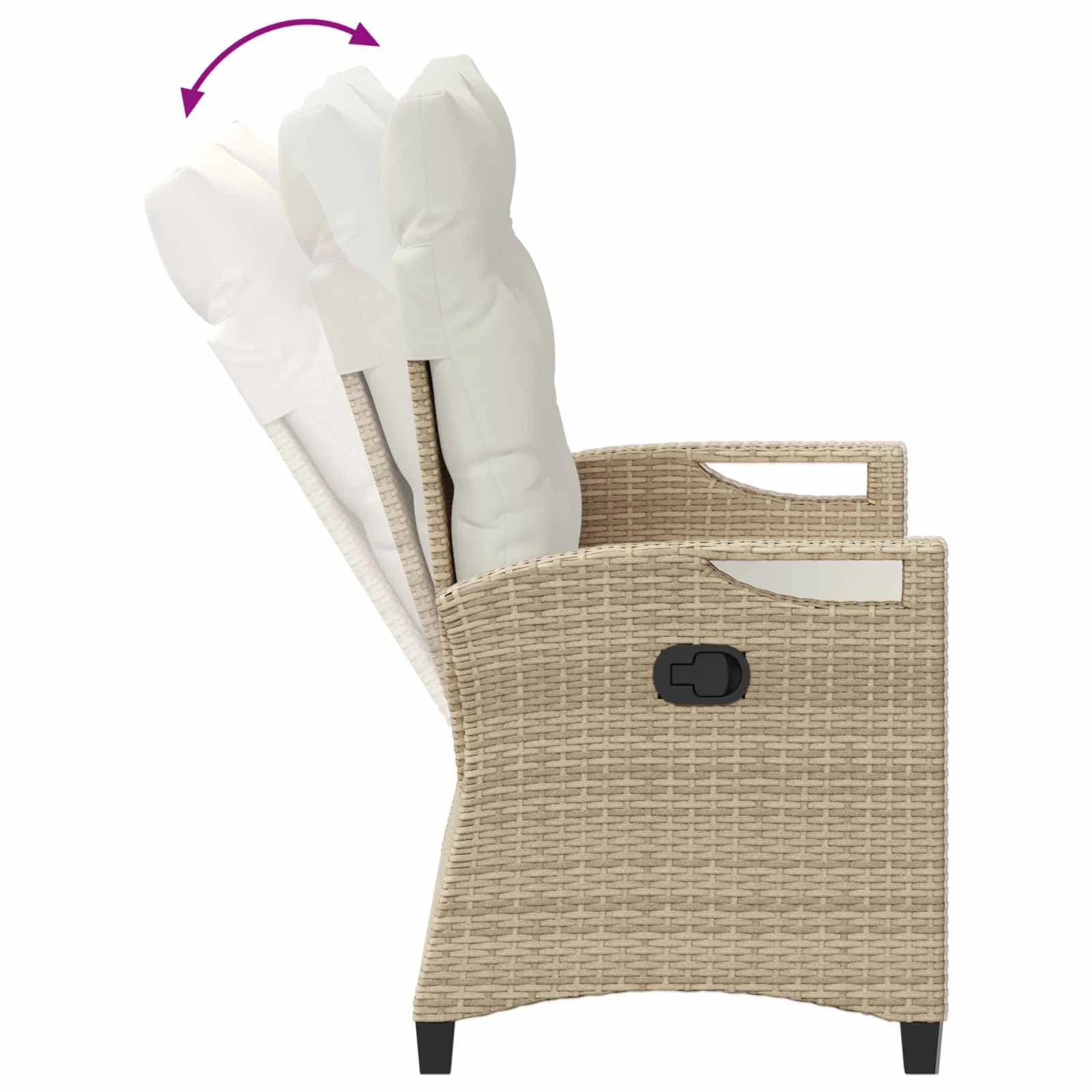 Vrtna klop z blazino Bež in smetanova 105 x 60 x 112 cm - slika 9