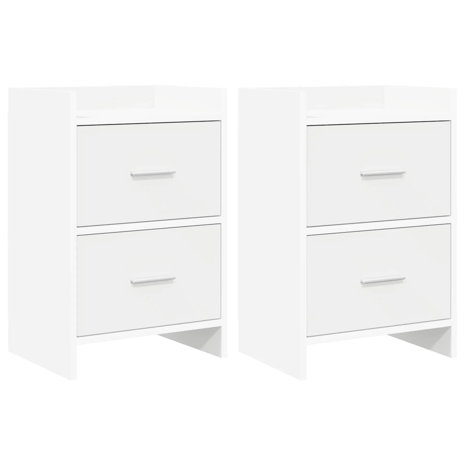 Posteljne mize 2 kos Bela 40 x 30 x 60 cm Inženirski les