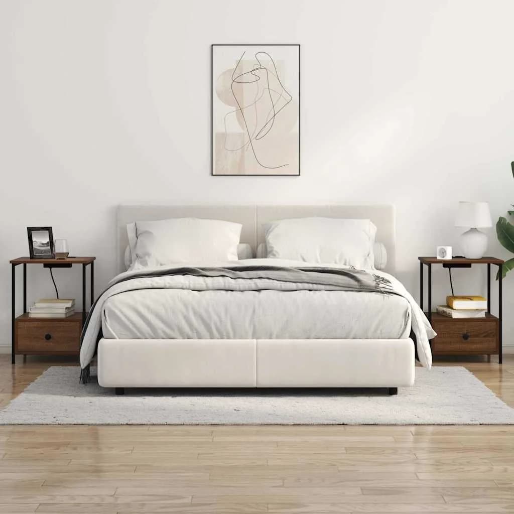 Nočna omarica Rjav hrast 42 x 41 x 56 cm Inženirski les - slika 4