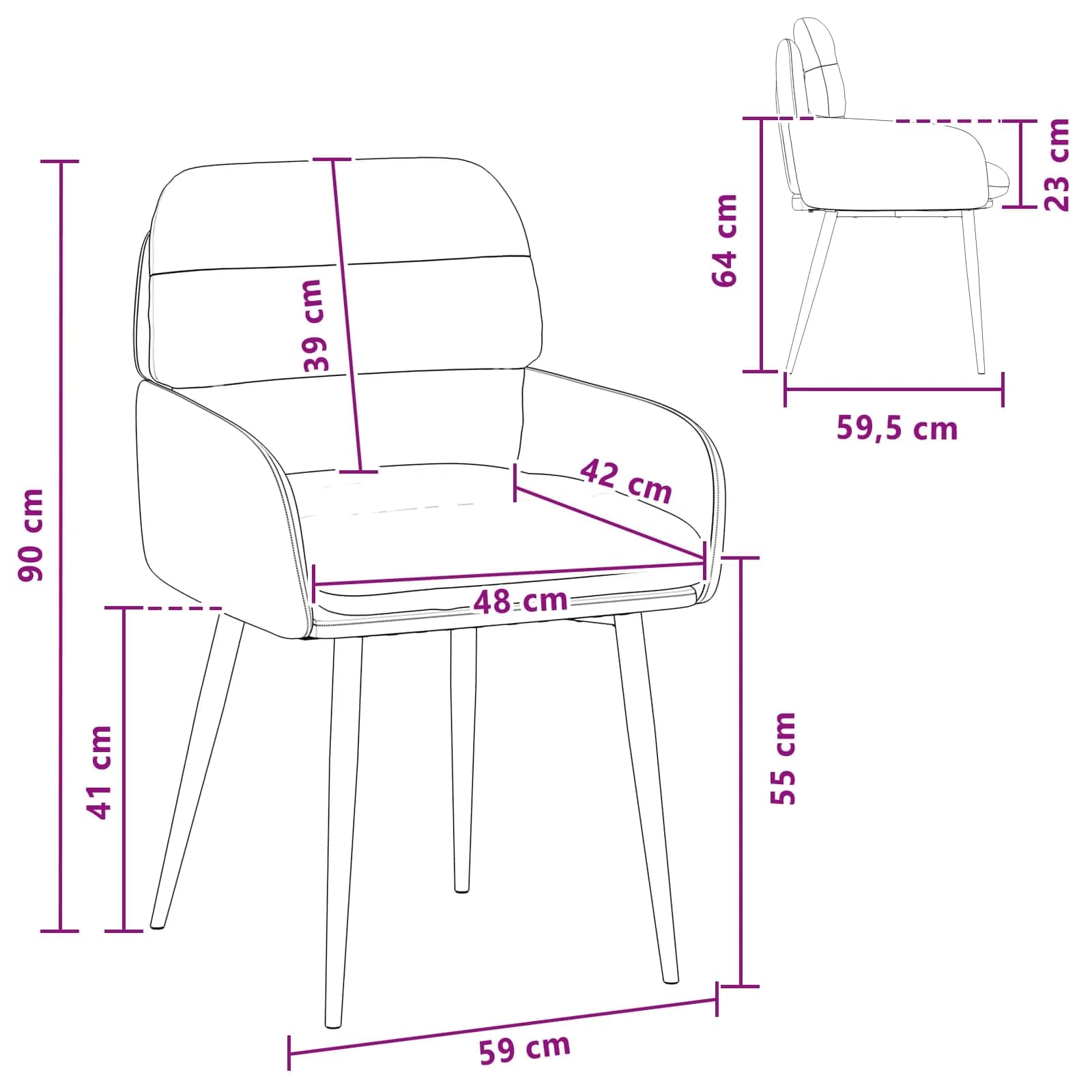 Jedilni stoli 6 kos Žamet Vinorodna rdeča 59 x 59,5 x 90 cm - slika 8