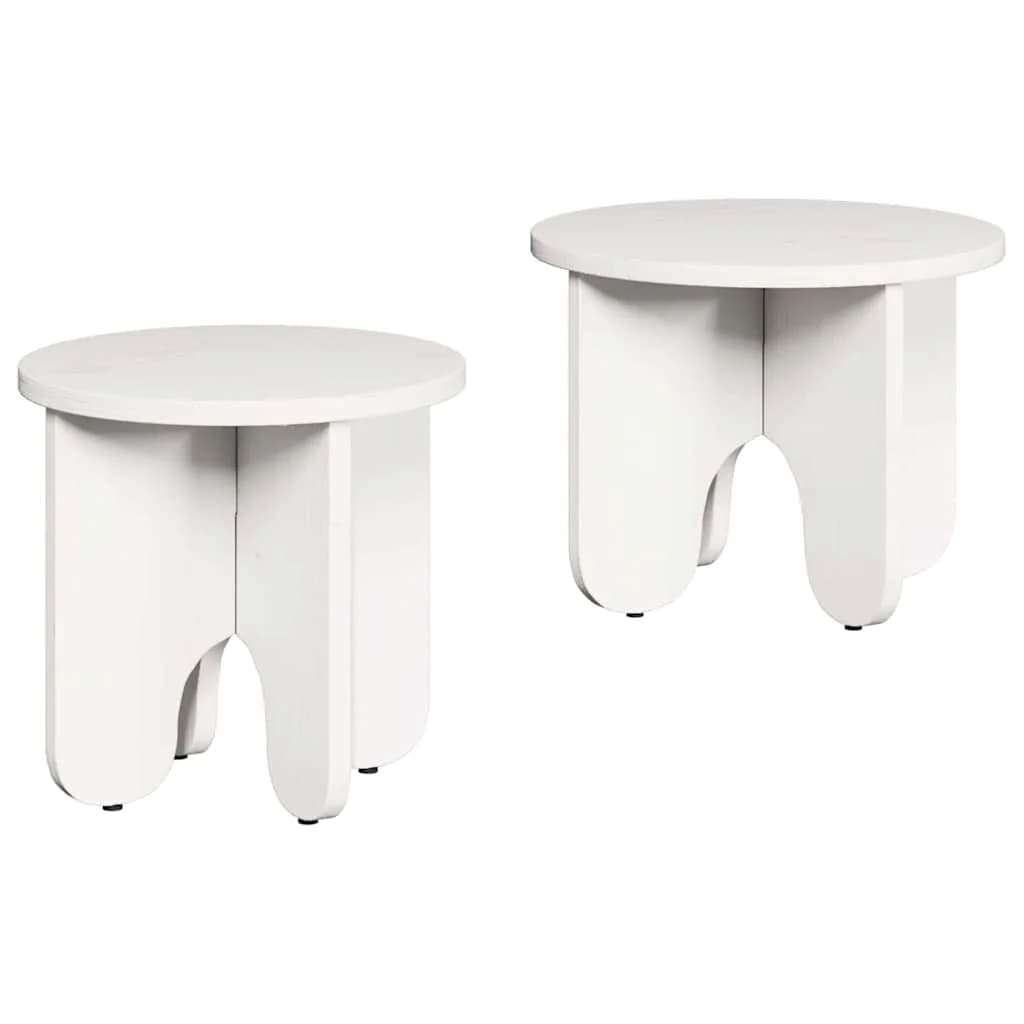 Klubska miza 2 kos Bela 39.5 x 39.5 x 30 cm Trden borov les - slika 2
