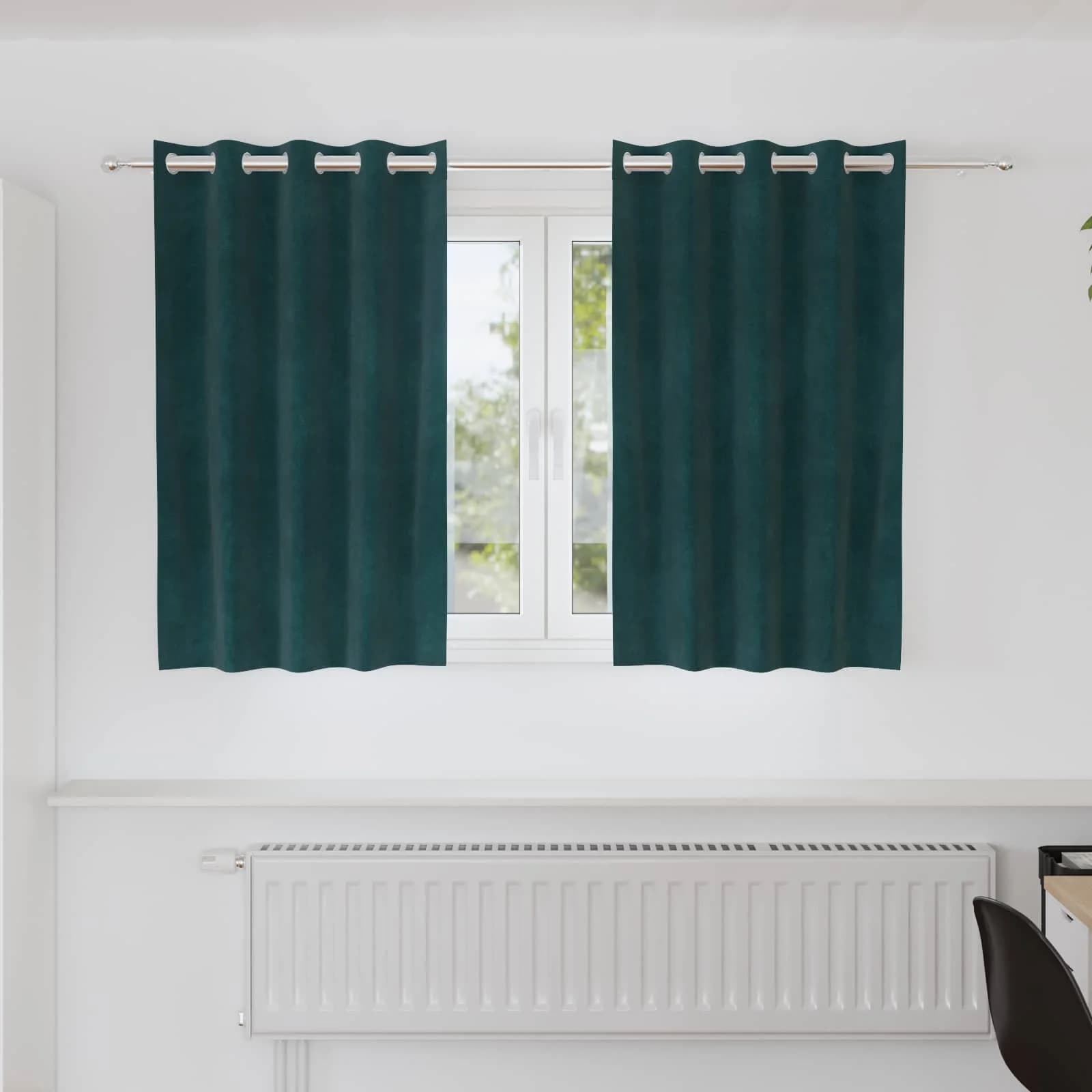 Zatemnitvene zavese 2 kos Temno zelena 140 x 140 cm Žamet