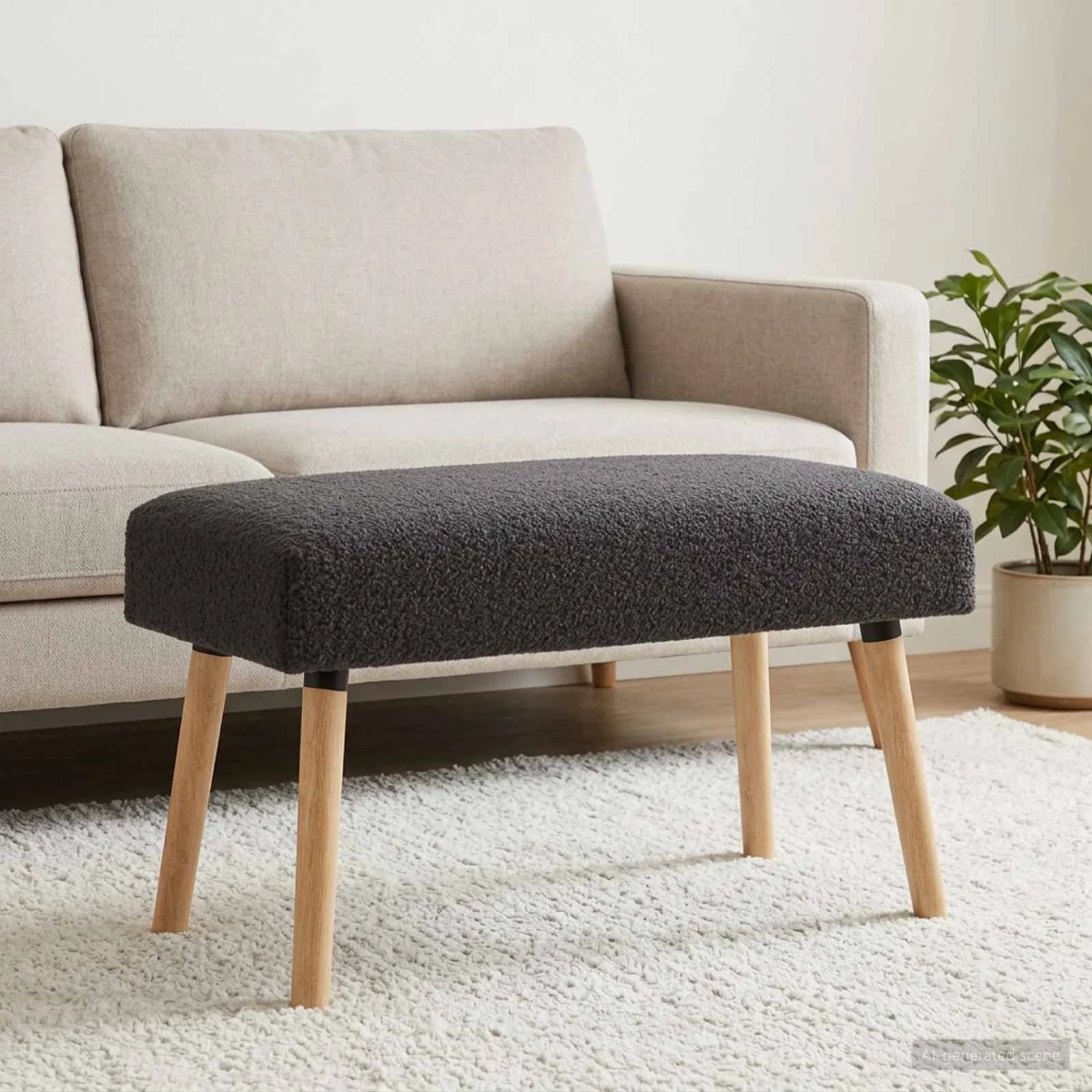 klop Enobarvno Temno siva 80 x 40 x 46 cm Bouclé - slika 4