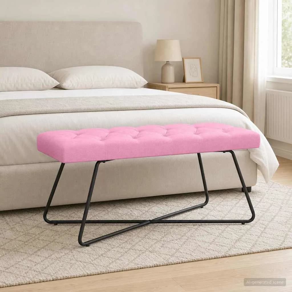 Klop s gumbnim oblazinjenjem Roza 110 x 40 x 46 cm Blago - slika 4