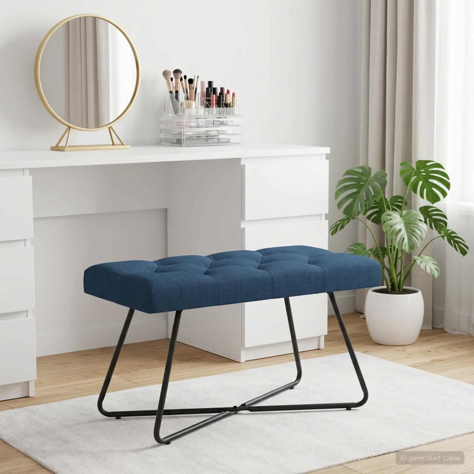 Klop s gumbnim oblazinjenjem Modra 80 x 40 x 46 cm Blago - slika 3