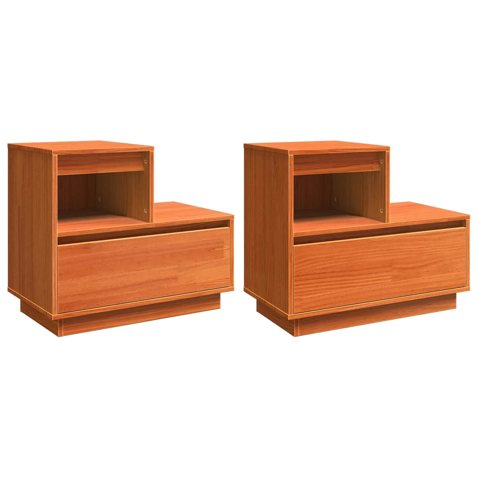 Nočna omarica 2 kos Voskast rjav 60 x 34 x 51 cm Inženirski les - slika 2