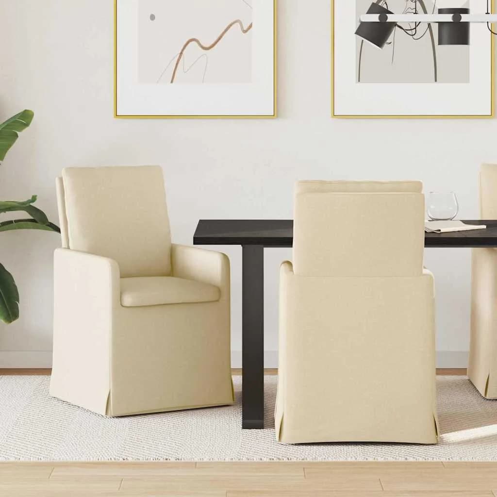 Jedilni stoli 2 kos blago krema 57 x 67 x 98 cm