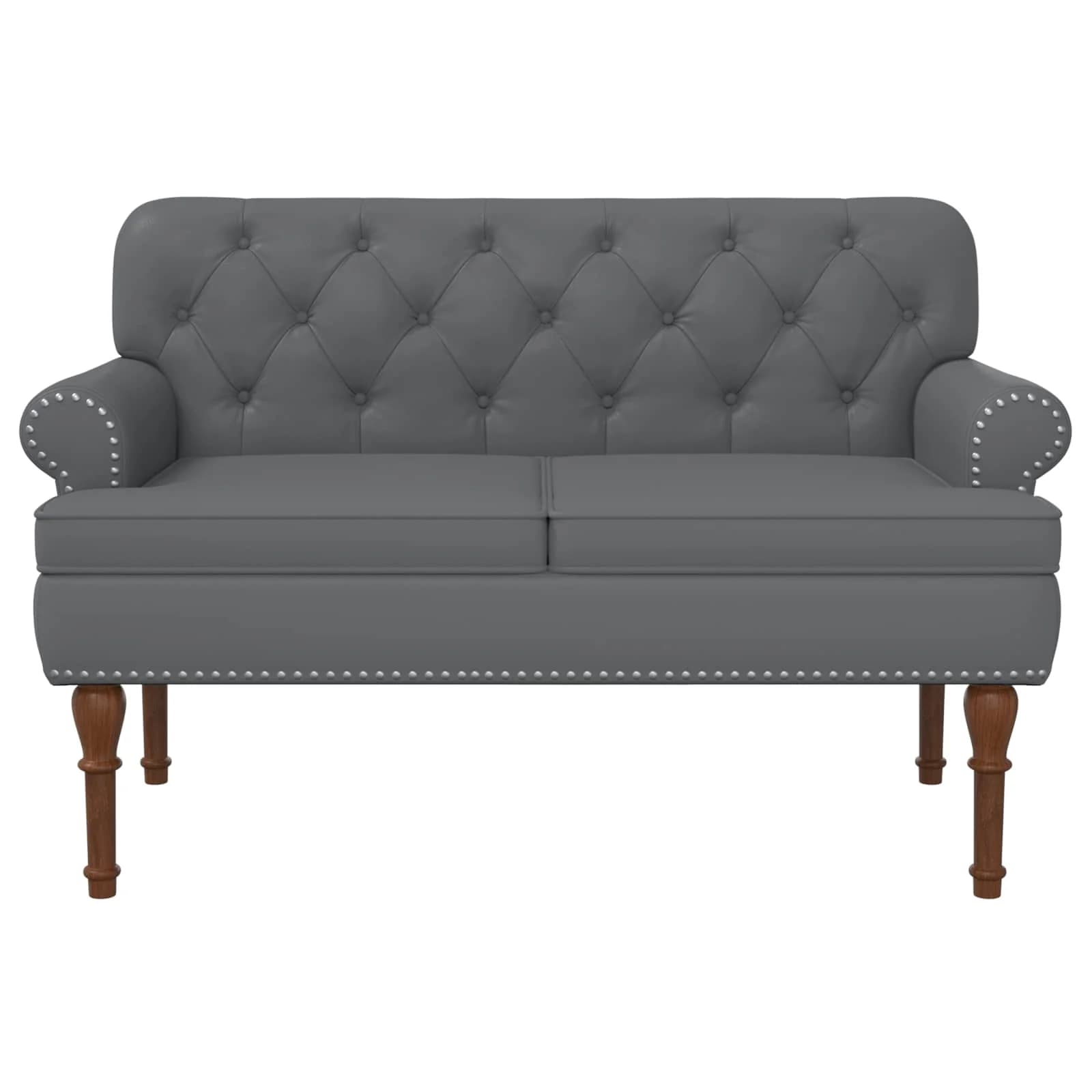 Dvojnica s gumbi Siva 120 x 65 x 77 cm Umetno usnje - slika 3