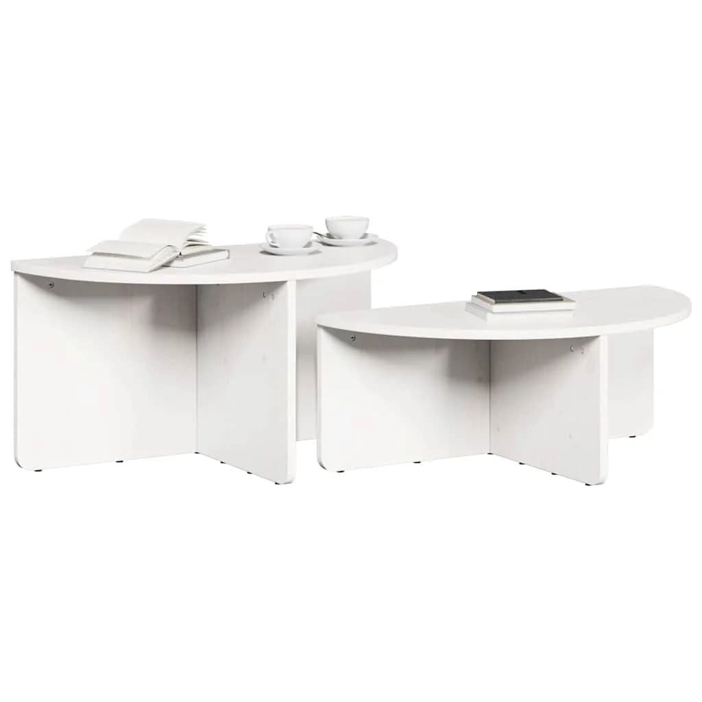 Klubska miza 2 kos Bela 79 x 39,5 x 40 cm Trdna borovina - slika 3