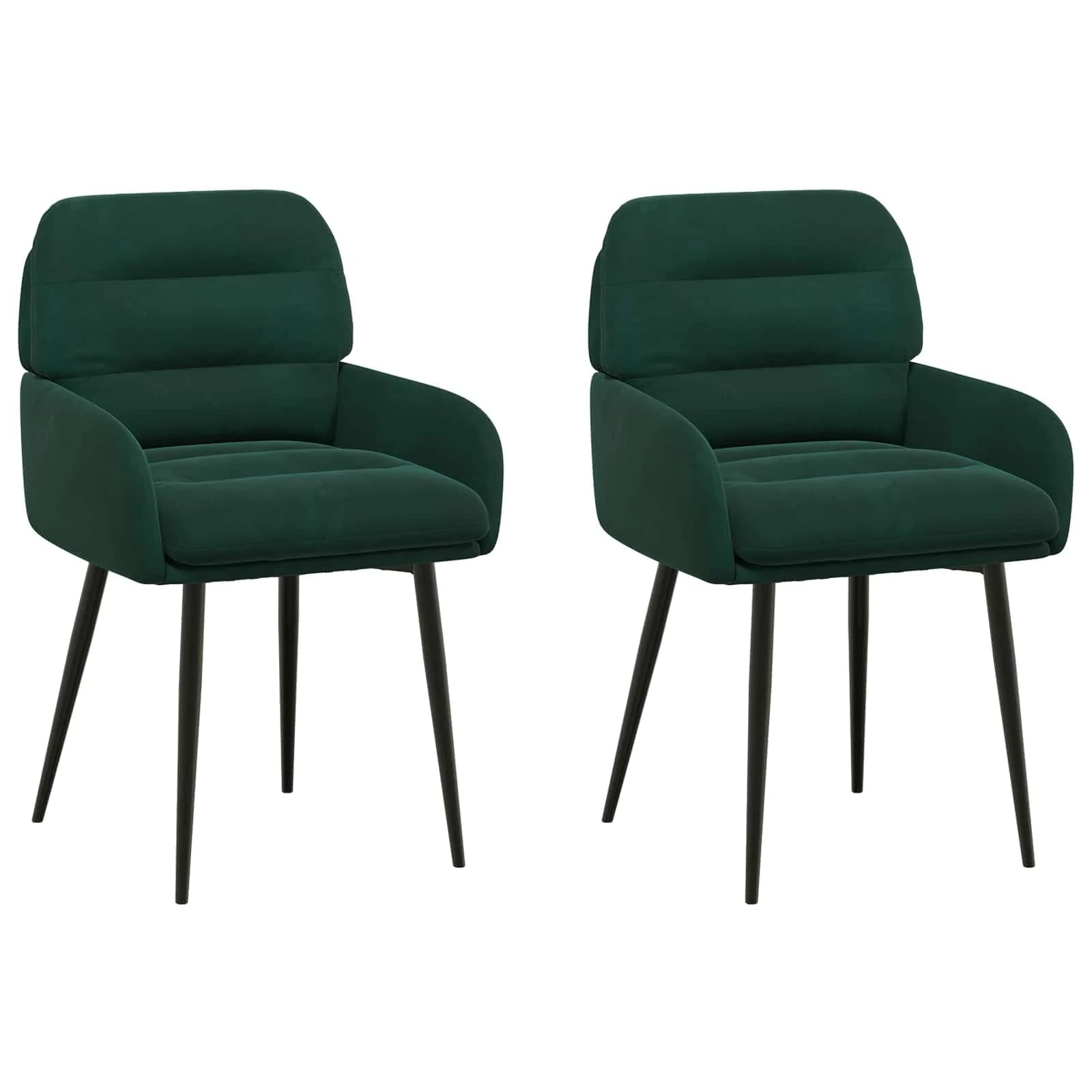 Jedilni stoli 2 kos Žamet Temno zelena 59 x 59,5 x 90 cm - slika 2