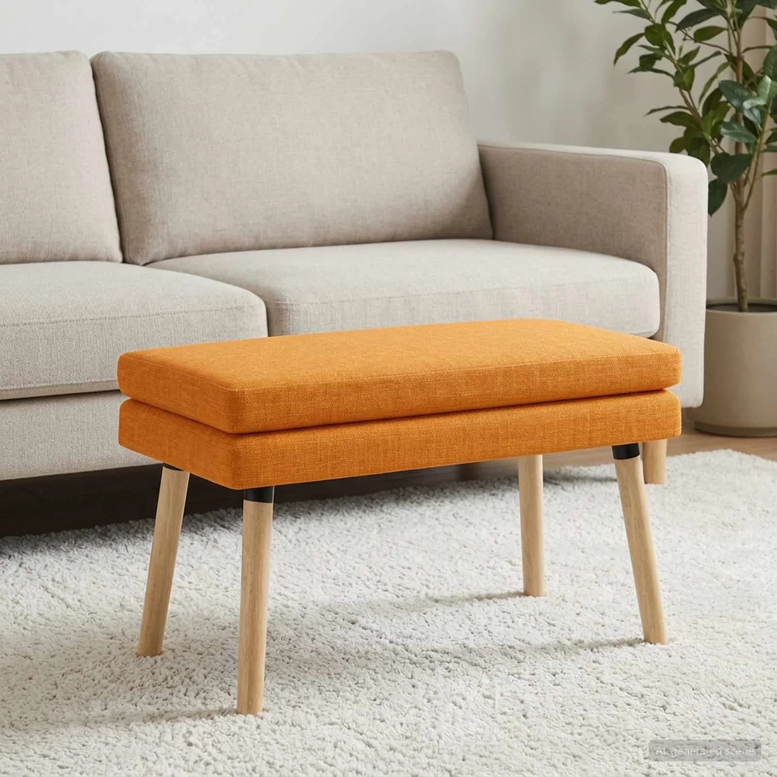 Dvojna klop Temno rumena 80 x 40 x 47 cm Blago - slika 4
