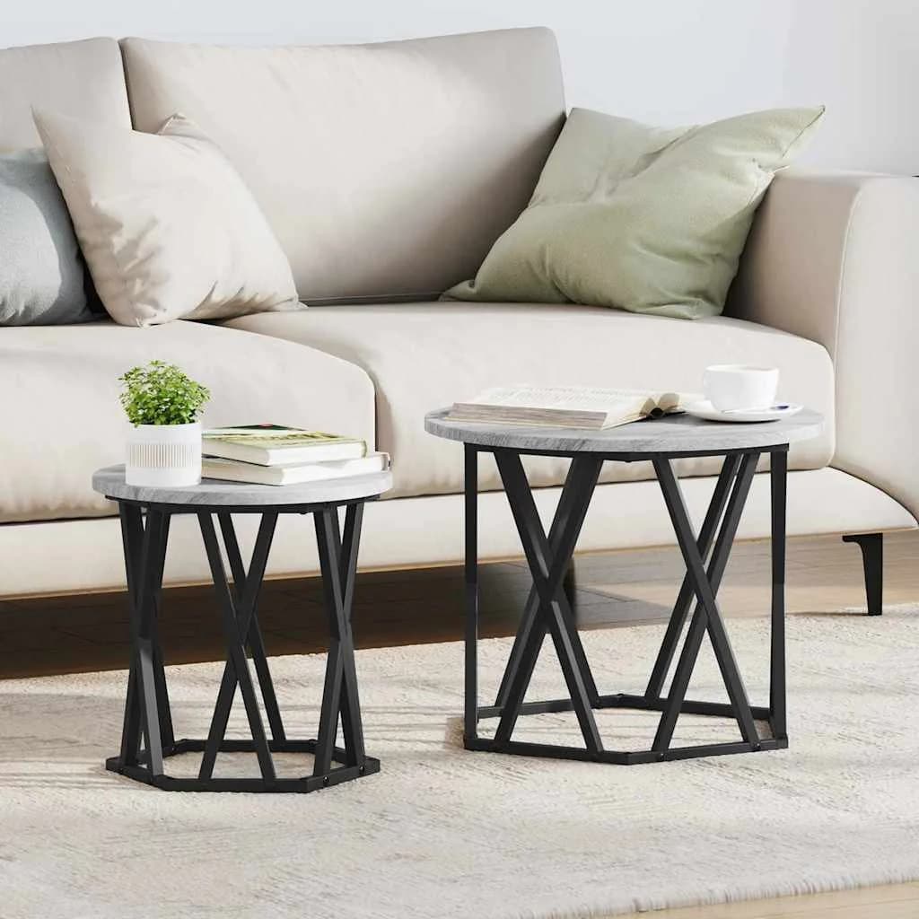 Stranska miza 2 kos Siva Sonoma 50 x 50 x 40 cm