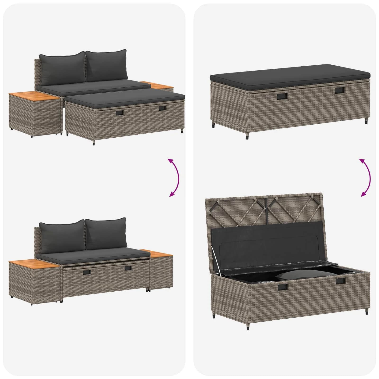 Zunanja garnitura za sedenje 4 -Seater 4 kos 55 x 30 x 39 cm - slika 12