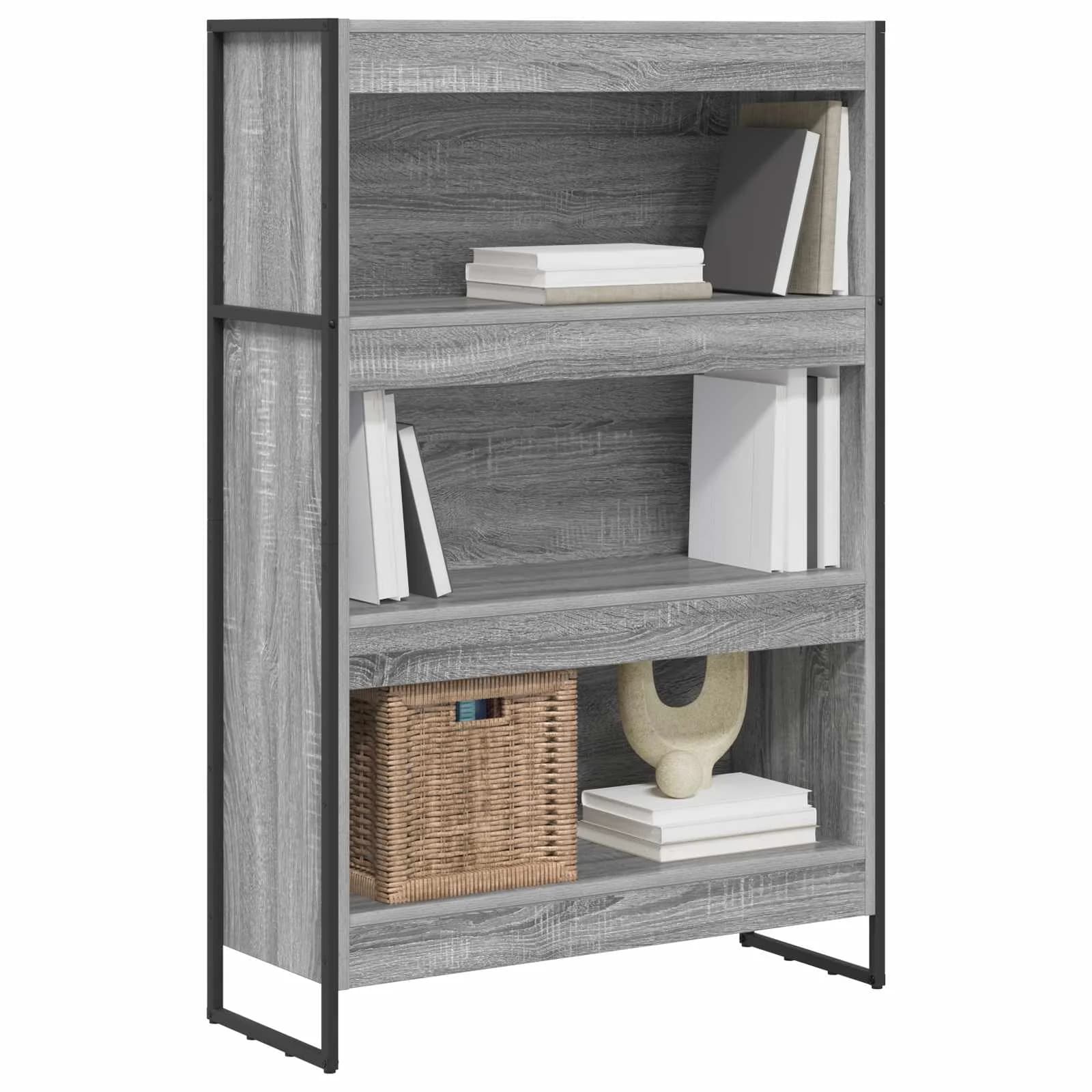 Knjigovni omar 80 x 30 x 121 cm Inženirski les Siva Sonoma - slika 3