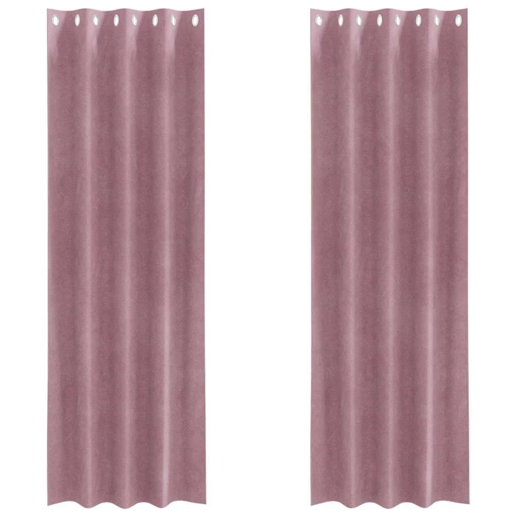 Zatemnitvene zavese 2 kos Temno roza 140 x 225 cm Žamet - slika 2