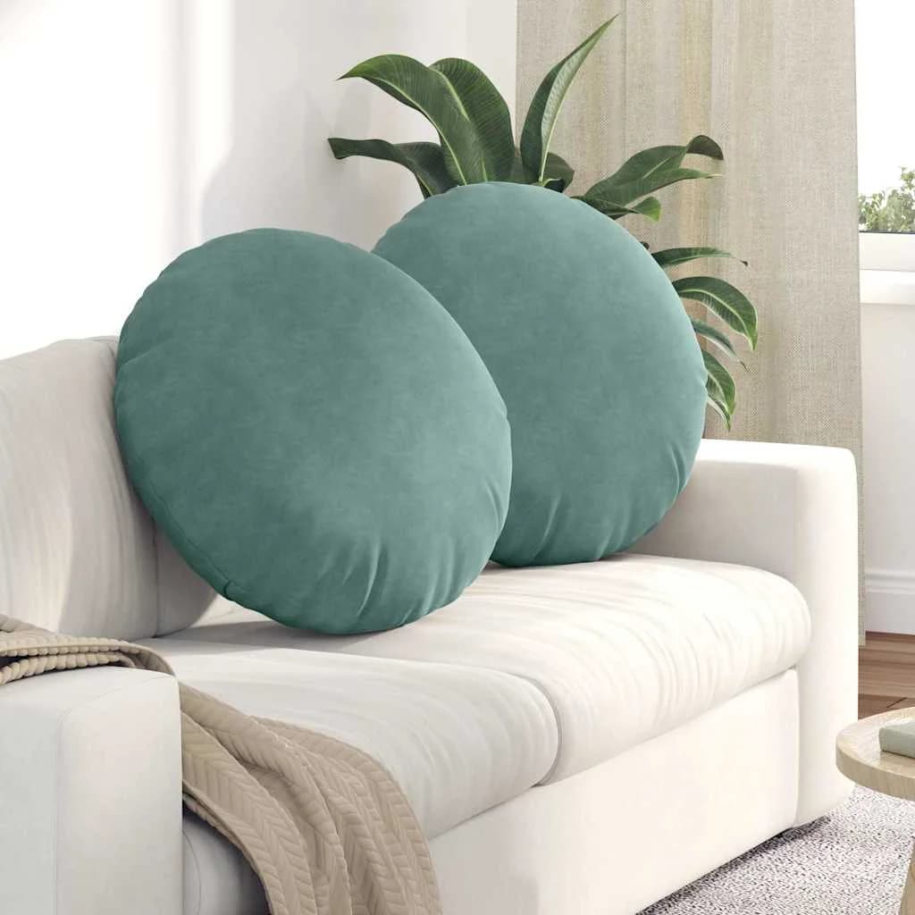 Sedežne blazine 2 pcs Morsko zelena Ø 40 x 13 cm Žamet