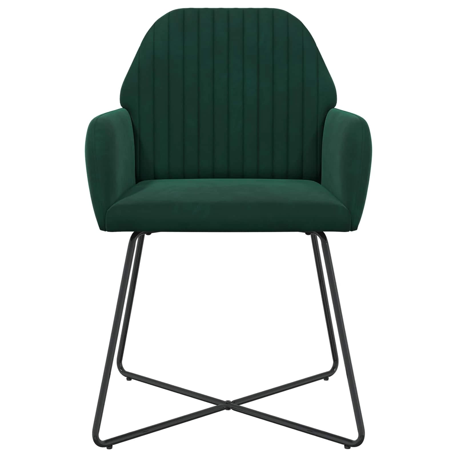 Jedilni stoli 2 kos Žamet Temno zelena 55 x 50 x 84 cm - slika 3