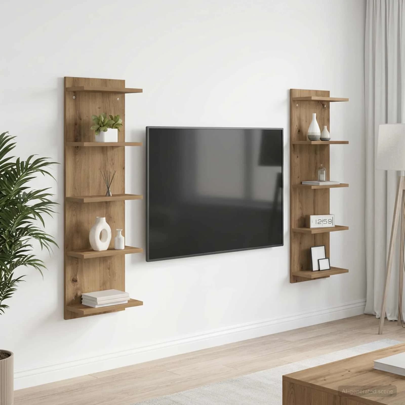 Stenska polica 2 kos Artisan hrast 30 x 15 x 100 cm