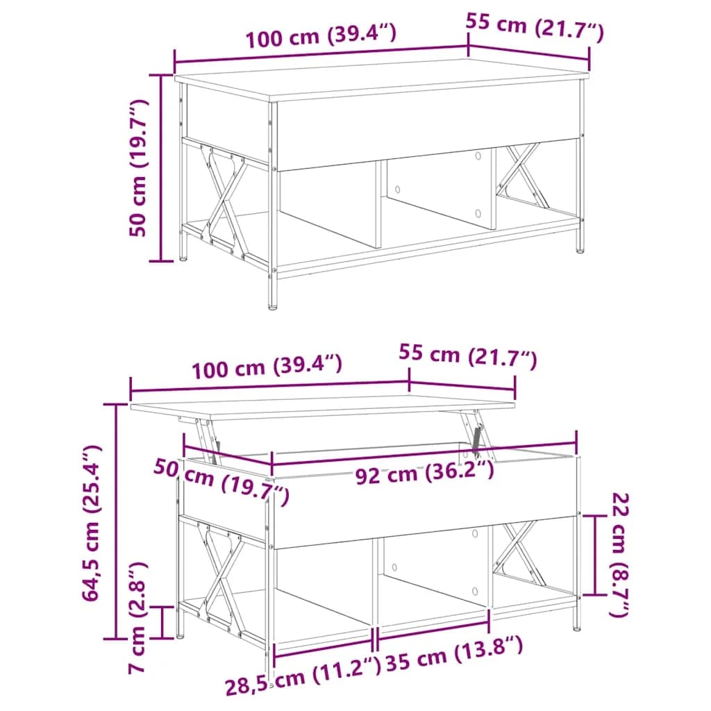 Klubska miza Star les 100 x 55 x 48.5 cm Inženirski les - slika 12