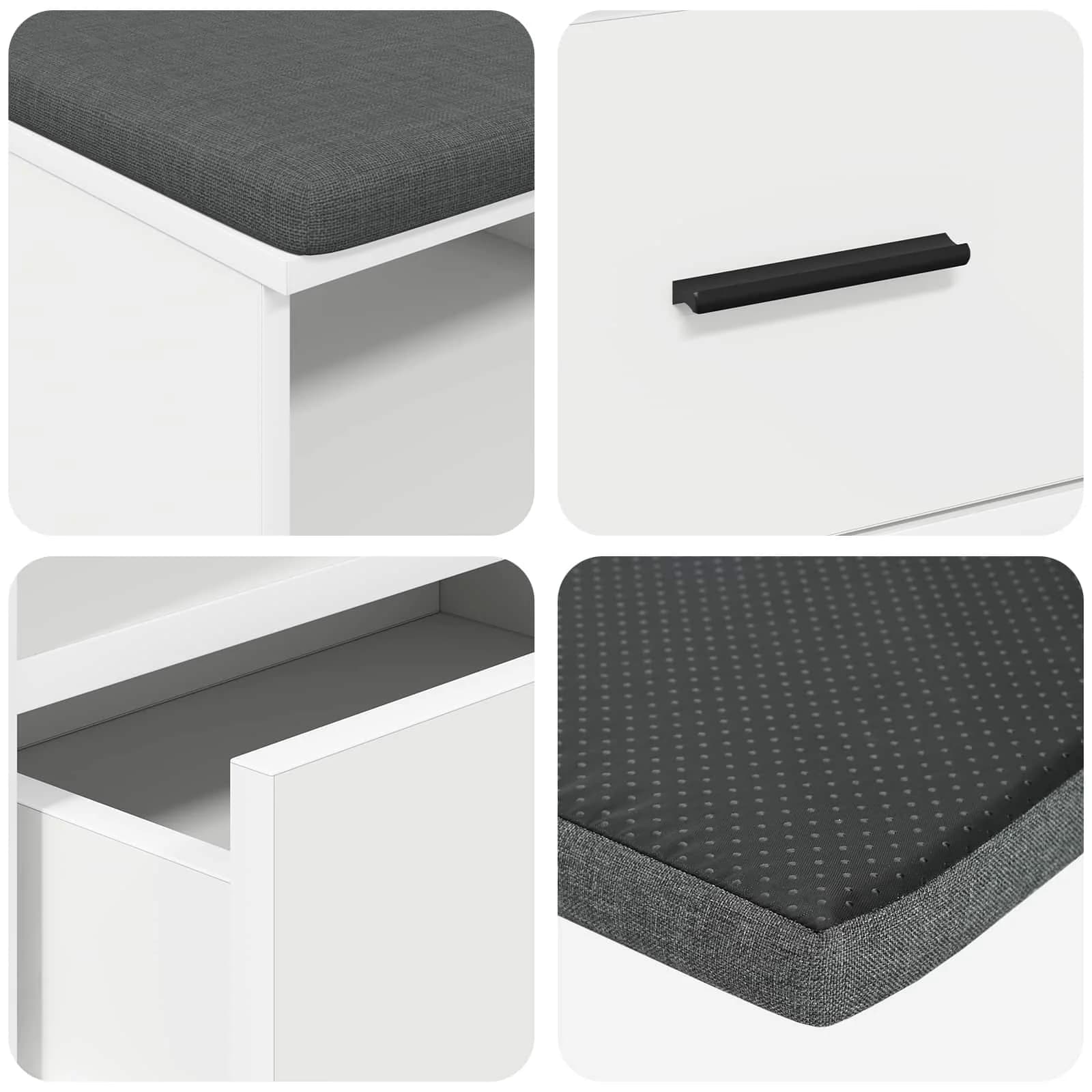 Haldna klop Bela 100 x 38 x 46 cm Oblikovan Les in Tkanina - slika 9