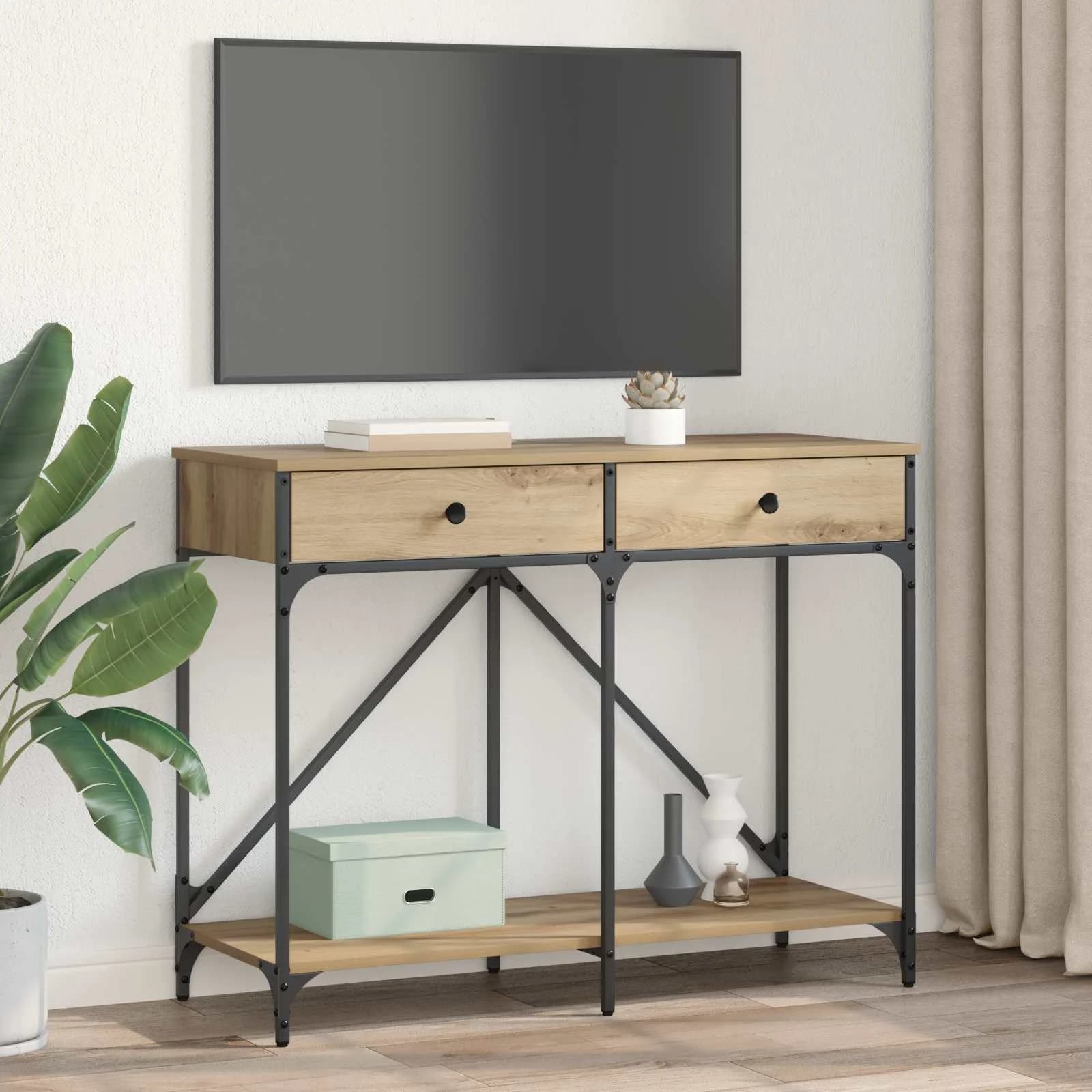 Konzolna miza Umetni hrast 100 x 39 x 78,5 cm Inženirski les - slika 4