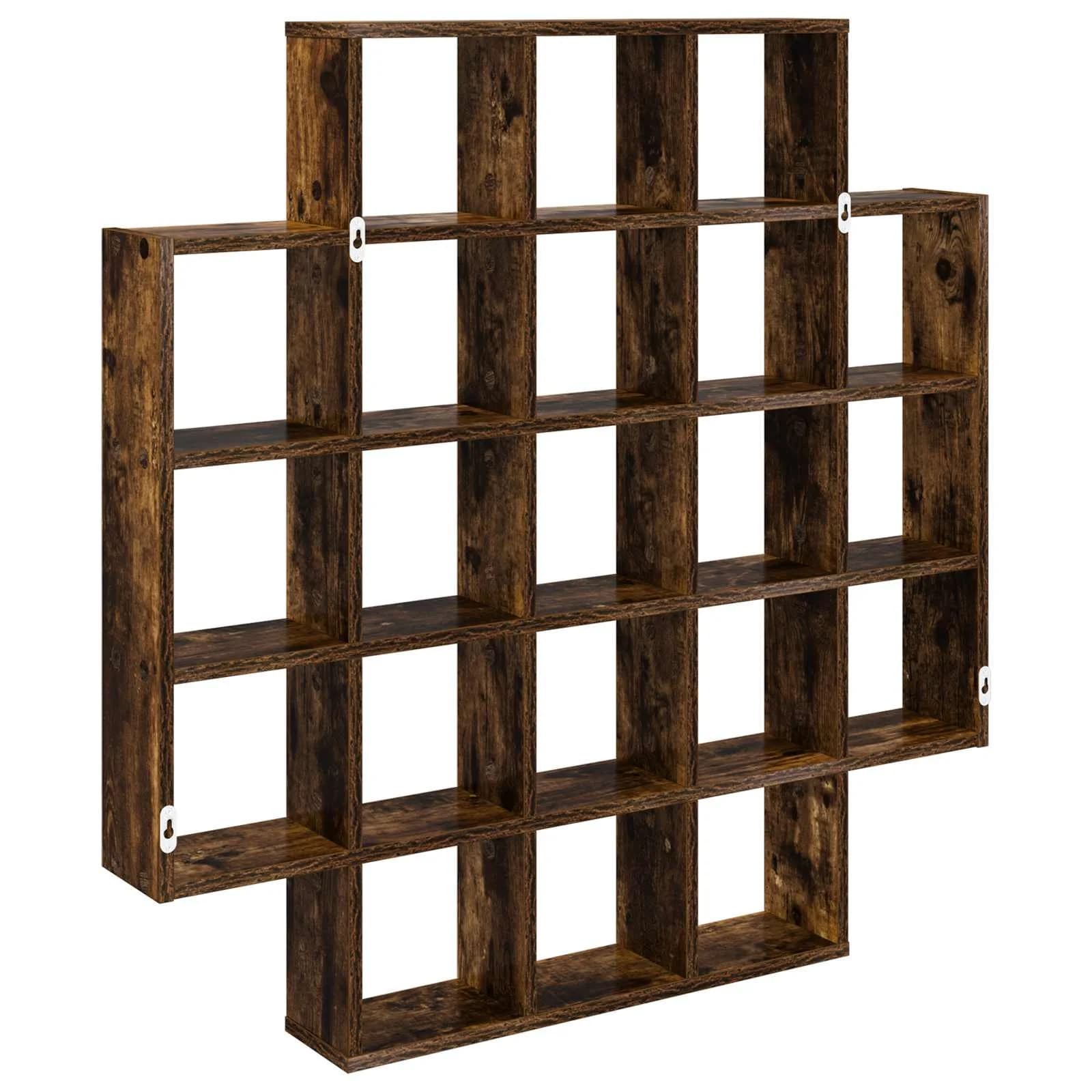 Stenska polica Dimljen hrast 100 x 13 x 100 cm Inženirski les - slika 6