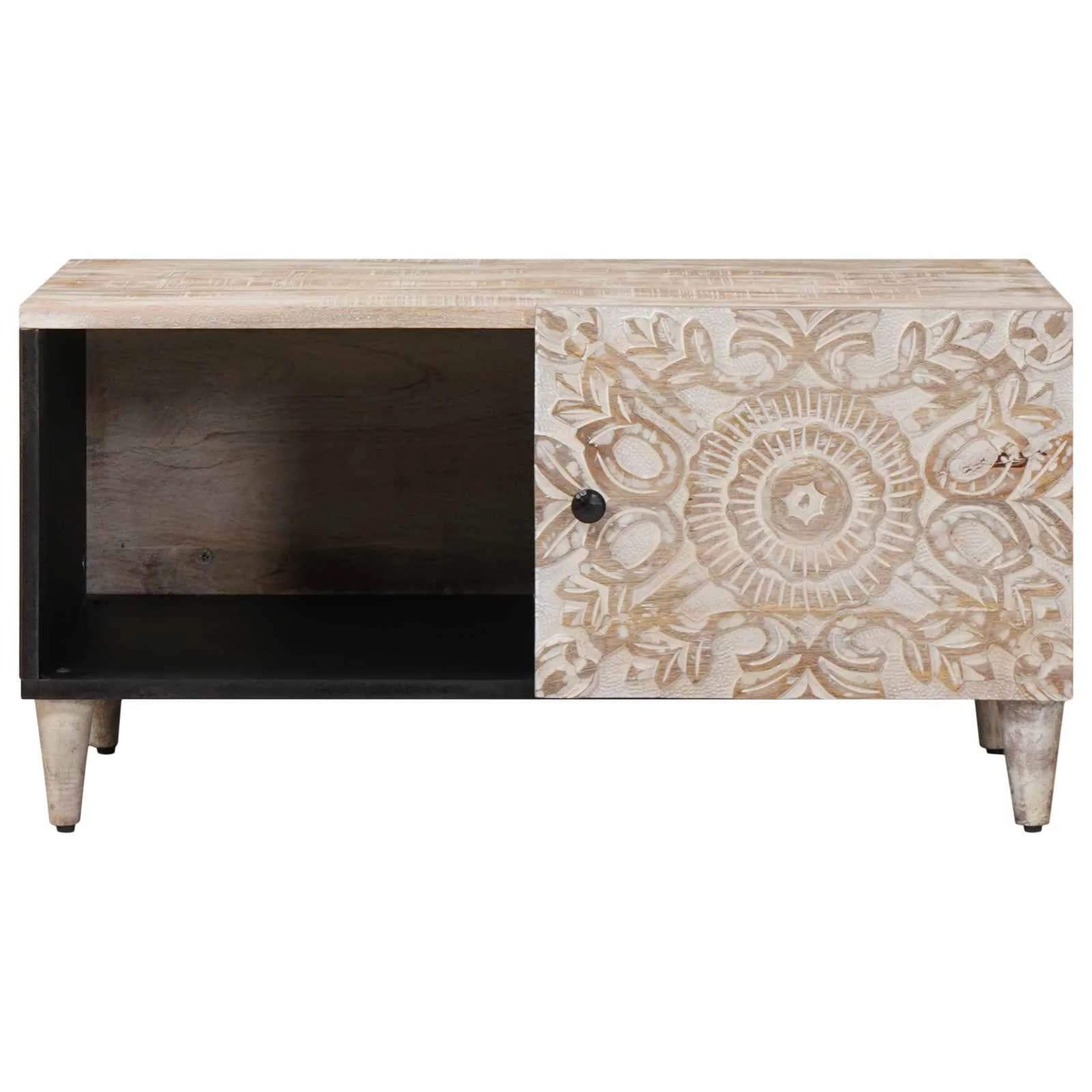 Klubska miza Bela 80 x 50 x 40 cm Masiven les manga - slika 3
