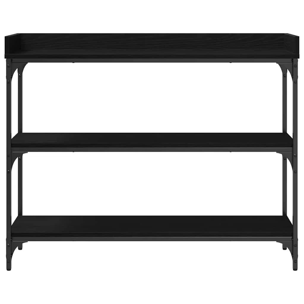 Konzolna miza s polico Črni hrast 100 x 30 x 80 cm - slika 5