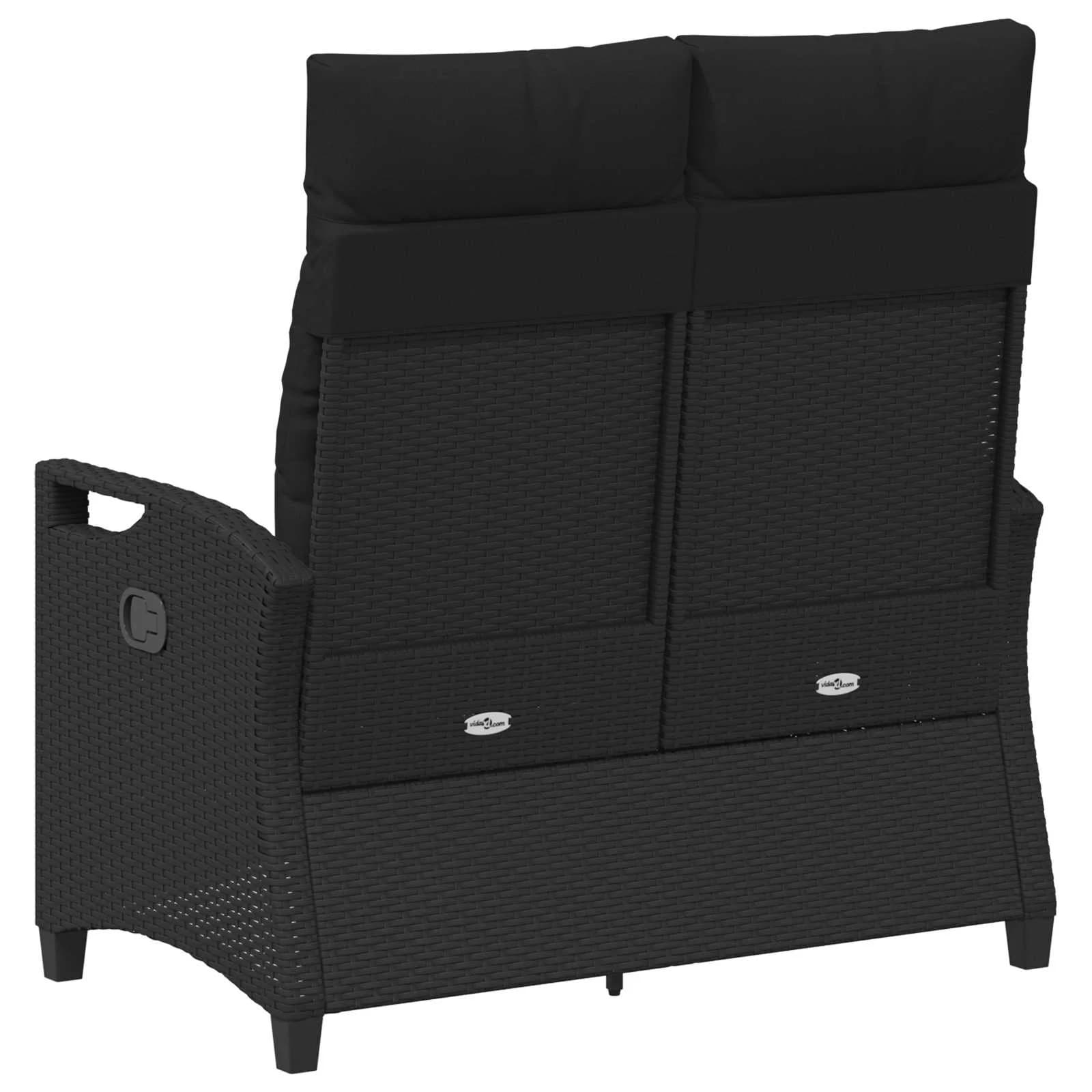 Vrtna klop z blazino Črna 105 x 60 x 112 cm Jeklo in poliestren - slika 6