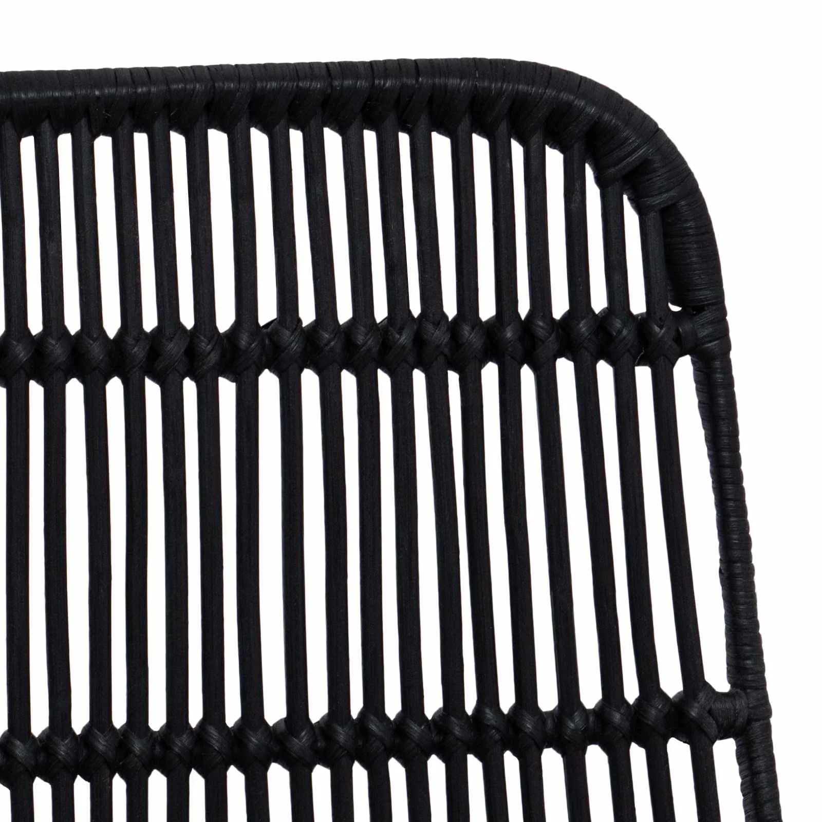 Jedilna stolica 2 kos Rattan in jeklo Črna 41 x 55 x 85 cm - slika 8