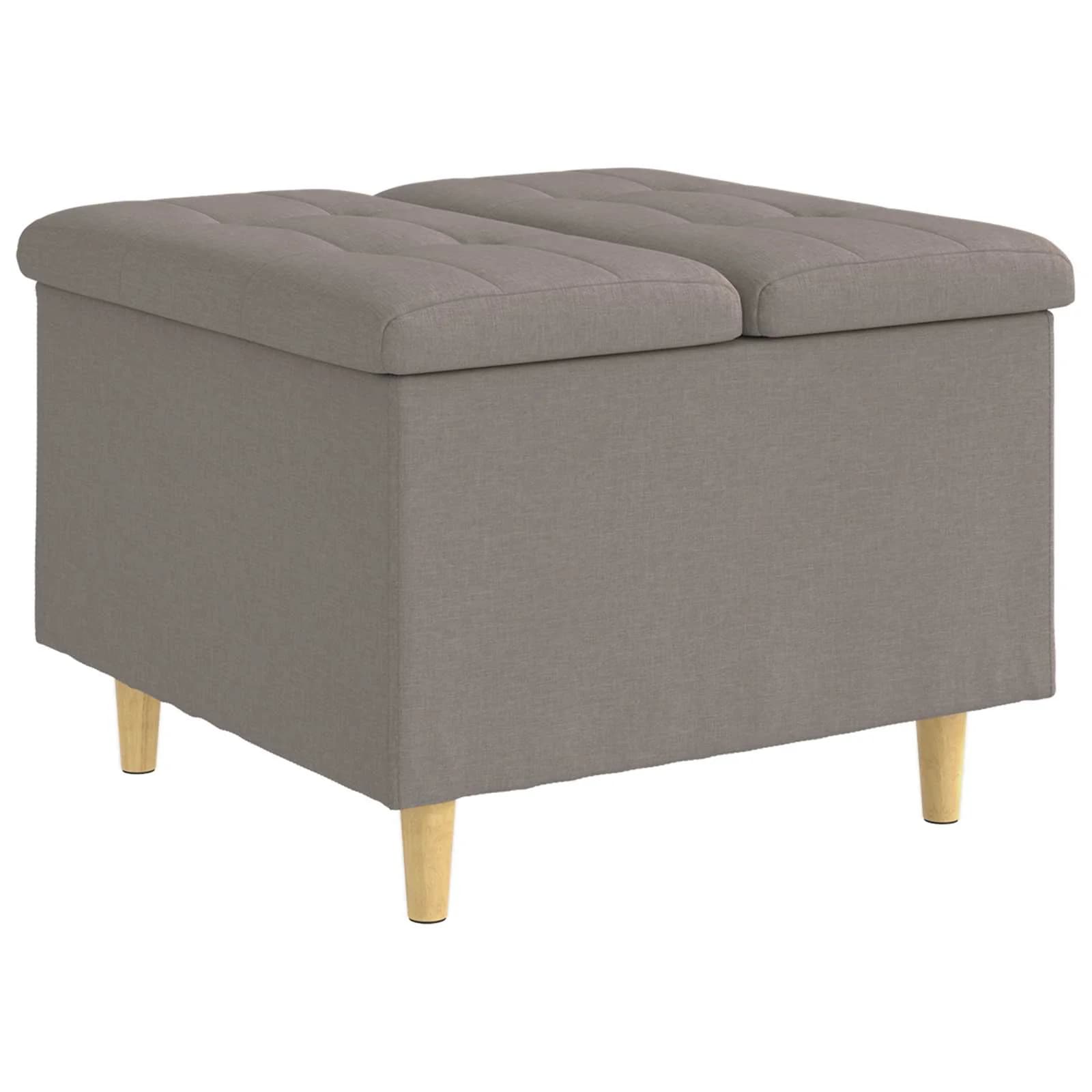 Shranjevalna tabureta z blazino Taupe 60 x 60 x 45 cm blago - slika 2
