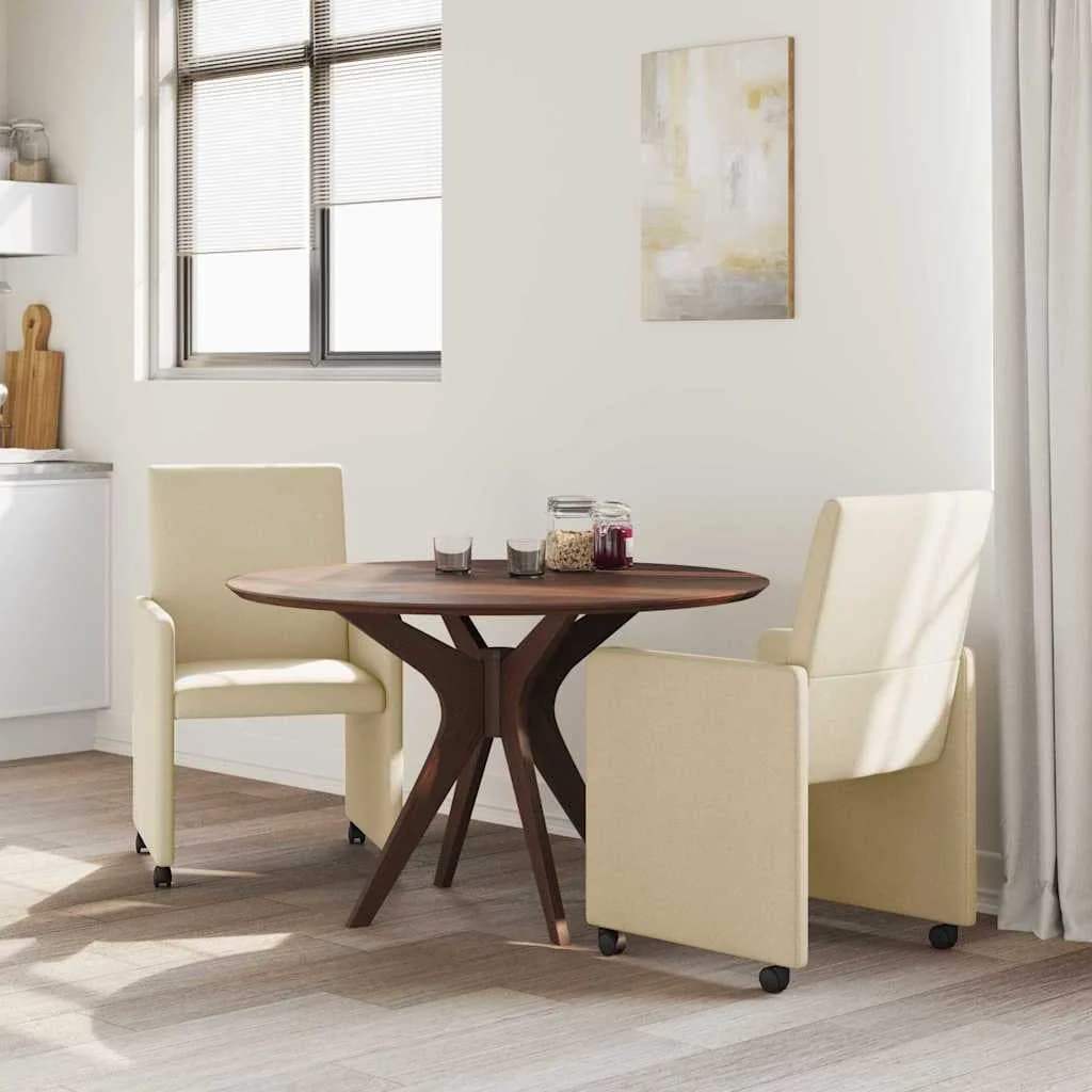 Jedilni stoli s kolesi 2 kos blago krema 57 x 66 x 94 cm - slika 3