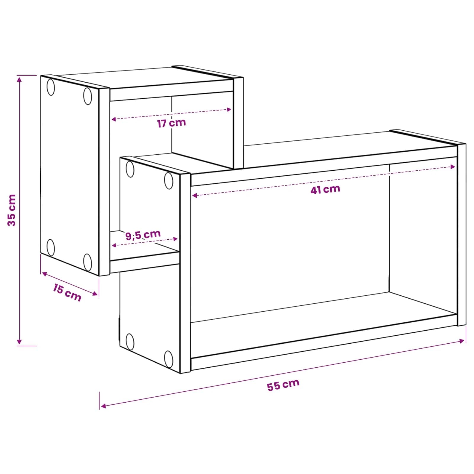 Stenska polica Montaža za steno Črni hrast 55 x 15 x 35 cm - slika 8