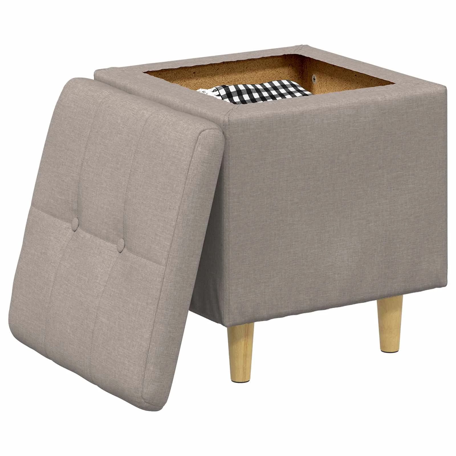 Shranjevalna tabureta z blazino Taupe 40 x 40 x 45 cm blago - slika 3