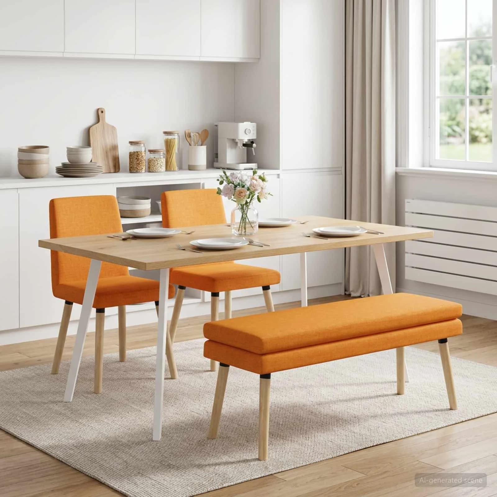 Dvojna klop Temno rumena 110 x 40 x 47 cm Blago - slika 3